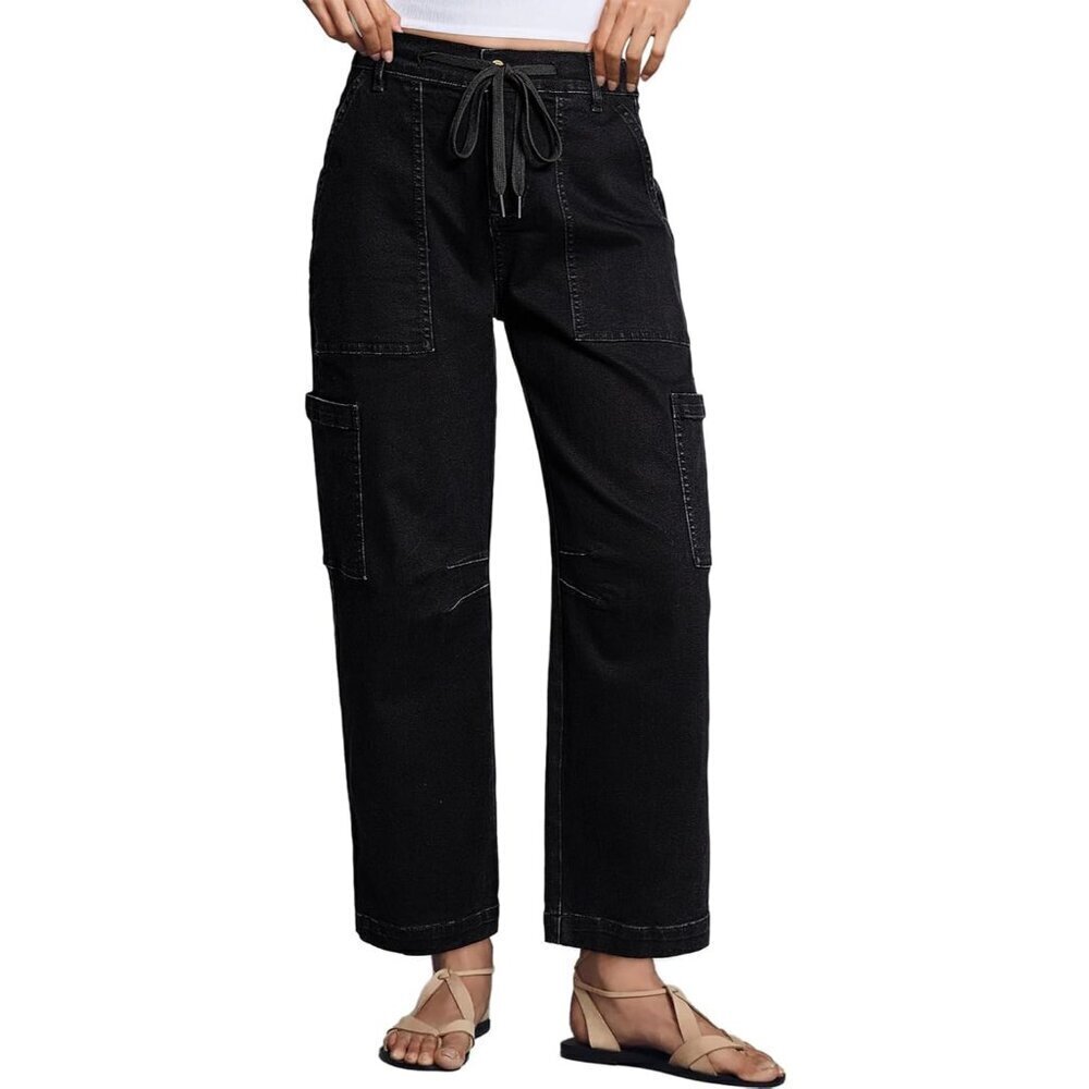 Women Jeans Cargo High Waist Wide Leg Cotton Pants Casual Daywear